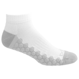 White ankle sock with gray sole on a white background