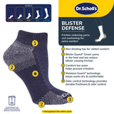 Dr. Scholl's blister defense sock with features listed on a white background