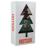 Three pairs of Christmas-themed socks in a 'HOTSOX' box on a white background thumbnail