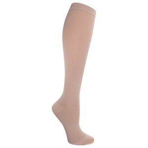 Beige knee-high sock on a white background
