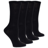 Four pairs of black socks on a white background