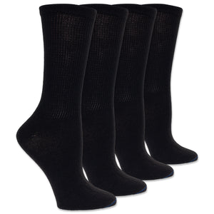 Four pairs of black socks on a white background
