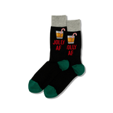 Black socks with red text and candy cane designs on a white background thumbnail
