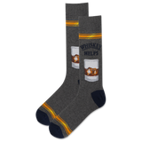 Gray socks with 'Whiskey Helps' text and whiskey glass design on a white background thumbnail