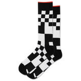 Black and white checkered socks on a white background