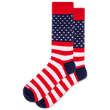 American flag patterned socks on a white background