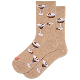 Beige socks with cocktail glass and espresso martini design on a white background