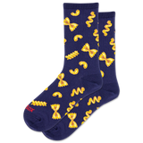 Women's navy blue socks featuring a bowtie noodle pattern. thumbnail