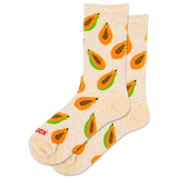 Beige socks with papaya pattern on a white background