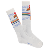 K.Bell men's active crew socks with stripes and the phrase 'it'll all be croquet' thumbnail