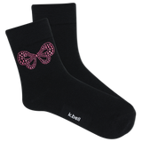 Black socks with pink bow design and 'k.bell' branding on a white background thumbnail