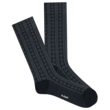 Women's pointelle crew socks in black color  thumbnail