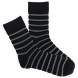 Sheer striped black socks on a white background thumbnail