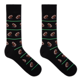 HOTSOX men's black crew socks with a repeat football pattern.